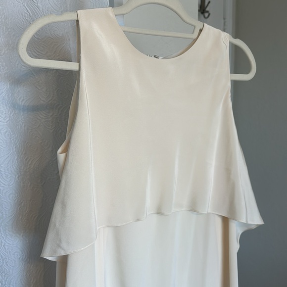 Tibi New York Silk Sleeveless Ivory Minidress with Cape Overlay - Picture 4 of 8